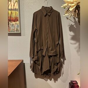 **** SOLD*** do not buy.. Luna Luz Women's Brown Midi  Shirt Dress / Top Size XL